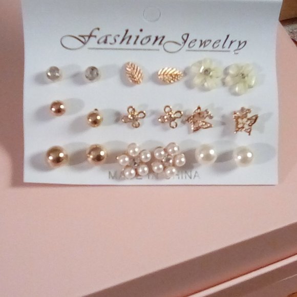9-Pack of Stud Earrings - Picture 1 of 1